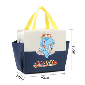 Cartoon Color Block <b>Childrens</b> Lunch <b>Bag</b> Large Capacity Insulated Portable For Outdoor <b>Travel</b> Office Use - Product Image 5