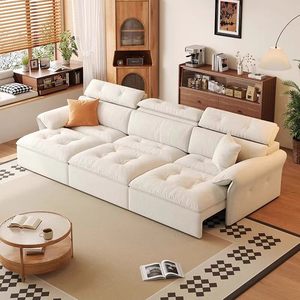 Canapé trois places électrique et fonctionnel <span class=keywords><strong>Paul</strong></span> Henry, télescopique, amovible, lavable, en bois et chenille, style crème, pour salon, droit - Product Image 1