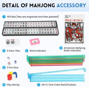 American Mahjong <b>Tile</b> Set 166 White <b>Plastic</b> <b>Tiles</b> with 4 All-in-One Racks/Pushers Blue Carrying Bag Included - Product Image 4