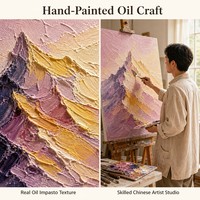 Peinture à l'huile sur toile faite à la main, grand format, luxe léger, prête à accrocher, vente en gros, pour entrée, collection Montagne enneigée