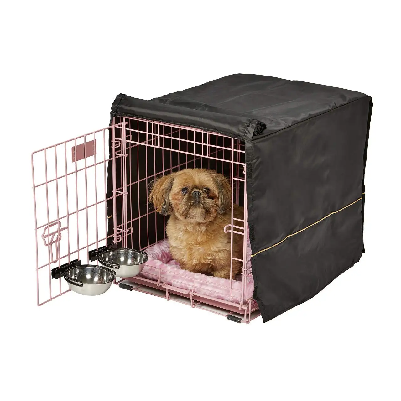Most Popular Plush 24*18*19inch High Anxiety Dog Crate Pink Metal Dog Crate Pad with Cushion Cover