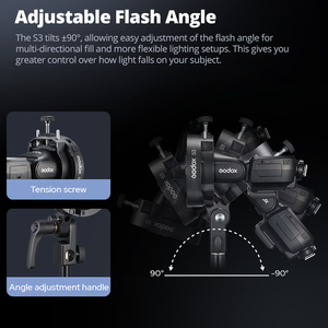 GODOX แฟลช S3ยึดอเนกประสงค์เข้ากันได้กับชุด AD200/AD300/V100/V860III TT สามารถปรับมุมได้ - Product Image 4