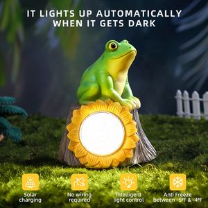 Rogo Luxe Dieren Kikker Led Gazon Spotlights Op Zonne-Energie 3.7Inch Hars Tuinverlichting Groothandel Waterdichte Outdoor Ornamenten - Product Image 4