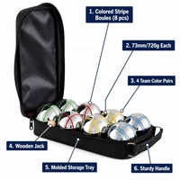 Jeu de Boules de Pétanque et de Boccia, 8 Boules Colorées à Rayures avec Sac de Transport, Jeu d'Extérieur pour Famille, Jardin et Pelouse, Vente en Gros