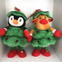 Jouets en peluche en coton PP pour arbre de Noël, avec fonctions de danse, chant, conversation et enregistrement, doublure en maille pour soulager le stress, vente en gros
