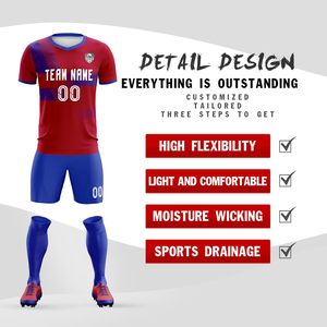 Custom Soccer Jersey Set Personalized <b>Name</b> Number V-Neck Sublimated Moisture Wicking Uniform for Men Youth Boys - Product Image 2