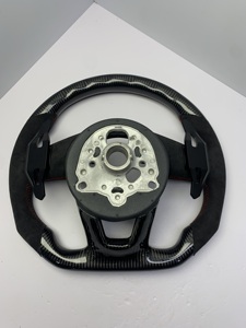พวงมาลัยแต่ง <span class=keywords><strong>Audi</strong></span> คาร์บอนลายขาว Alcantara <span class=keywords><strong>RS</strong></span> พร้อม Paddle Shift แบบ Flat Bottom สำหรับ A3 A4 A5 A6 A7 <span class=keywords><strong>Q3</strong></span> Q5 Q7 Q8  แบบ OEM Plug and Play - Product Image 4