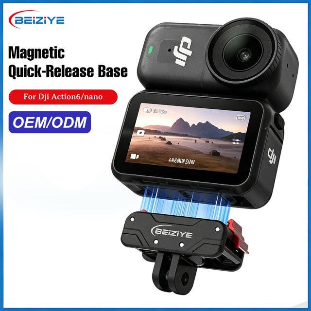 Sturdy Magnetic Quick Release Base Compatible with DJI Action 6/6PRO/4/3 Nano Dual Interface Action Camera Mount for Insta Ace