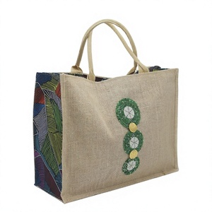 Sac fourre-tout en jute rayé, très demandé, fourni directement par l'usine, réutilisable, écologique, pour l'emballage de cadeaux, les boutiques - Product Image 1