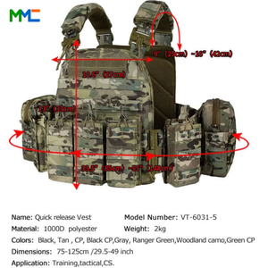 Chaleco Táctico MC Tactical Gear, Portaplacas con Peso, Chaleco de Poliéster Negro, Correa para el Pecho, Entrenamiento al Aire Libre, Logotipo Personalizable MMC - Product Image 4