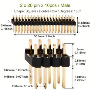 2x20 pines macho Gpio Dual Pin Header 20 pines doble fila 2,54mm chapado en oro dos filas Nano conector para <span class=keywords><strong>Arduino</strong></span> PCB Raspberry Pi - Product Image 3