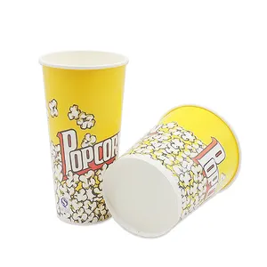 Одноразовые переработанные бумажные стаканчики для попкорна 32 унции дизайн логотипа бумажный контейнер для еды