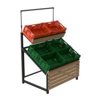 Fabrieks-OEM houten en metalen groente- en fruitrek voor detailhandel, supermarkt en groentenmarkt; displaystandaard en productenrek ontwerp