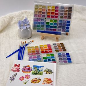 Set de Pintura de Acuarela Sólida de 72 Colores, 6 Cajas de 12 Colores con Pinceles y Delineador, Kit de Arte <span class=keywords><strong>para</strong></span> Principiantes y Estudiantes <span class=keywords><strong>para</strong></span> Pintura DIY - Product Image 6