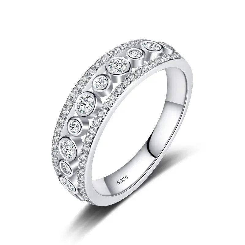 Fine Jewelry Rings Real S925 Sterling Silver Luxury White Gold Plating Ring Circles Designer 5A CZ Ring