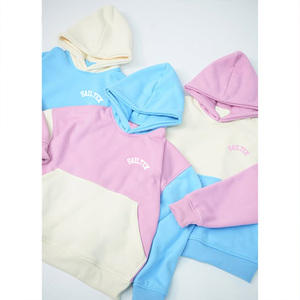 Felpa con Cappuccio Oversize Personalizzata da <span class=keywords><strong>Donna</strong></span>, Rosa Blu <span class=keywords><strong>Beige</strong></span>, Patchwork, Pullover con Cappuccio, Maglione Casual Streetwear - Product Image 1