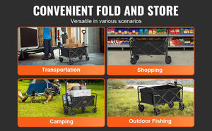 हिट्री सस्ते कैंपिंग आउटडोर टेलगेट कोलैप्सिबल फोल्डिंग वैगन गोल्फ कार्ट मेटल ट्रॉली वाइड सैंड व्हील वैगन स्ट्रोलर - Product Image 6