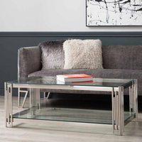 Plateau en verre trempé nordique argenté pieds en acier inoxydable table centrale meubles de salon tables basses de luxe modernes