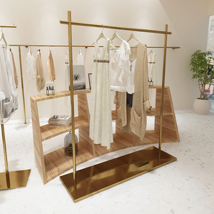 Porte-vêtements <span class=keywords><strong>de</strong></span> <span class=keywords><strong>magasin</strong></span> <span class=keywords><strong>de</strong></span> vêtements <span class=keywords><strong>de</strong></span> luxe léger et écologique, en acier inoxydable, plaqué or titane électrolytique - Product Image 3
