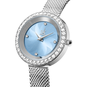 <span class=keywords><strong>Montre</strong></span> à quartz élégante pour <span class=keywords><strong>femme</strong></span> en maille ornée de strass, <span class=keywords><strong>montre</strong></span>-bracelet étanche en or rose haut de gamme pour <span class=keywords><strong>femme</strong></span>, vente en gros - Product Image 1