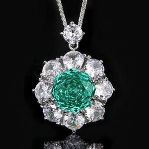 Fashion Eco-friendly Copper Jewelry for Women High Quality <b>Set</b> 14-10mm Paraiba Green Zircon Premium Delicate Matching <b>Set</b> - Product Image 4