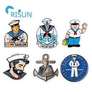 製造 金属製 セーラー ピンバッジ カスタム エナメル 英国海軍 潜水艦 セーラー ラペルピン 錨 セーリング 船長 ピンブローチ - Product Image 1