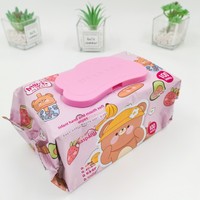 Lingettes pour bébé Jia Enbao, motif ours de dessin animé, spéciales pour les fesses, les mains et la bouche, 80 lingettes par paquet, format familial, extra épaisses