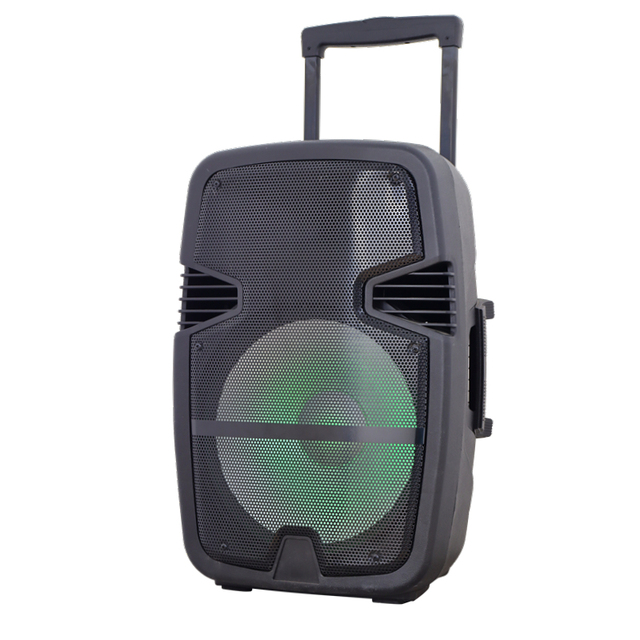 15" Woofer Portable PA 180W Rechargeable Indoor/Outdoor Karaoke Sound System Trolley Party Speaker with Multi-Color LED Lights