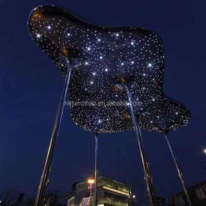 Sculpture moderne en acier inoxydable SENZHAO, forme irrégulière, installation artistique soudée et électroplaquée, décoration extérieure - Product Image 1