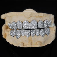 Grillz dentaires Hiphop de luxe en argent S925 et or massif 10k 14k 18k, sertis de diamants VVS Moissanite taille brillant rond