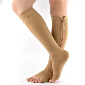 Компрессионные носки на молнии, прочные, быстросохнущие, дышащие, до колена, с высоким варикозным расширением вен, медицинские, 20-30 мм рт. Ст., Компрессионные носки без носков
