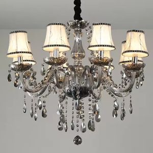 Lámpara colgante plateada moderna de 3 capas con luz de vela, piezas de brazo de cristal, candelabro - Product Image 1