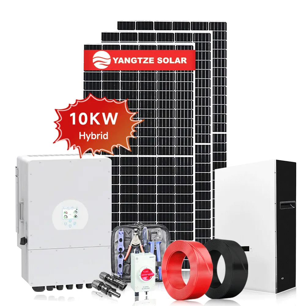 10KW солнечная энергетическая система гибридная сетчатая солнечная панель Полный комплект с 12BB моно полуячейками