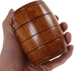Chope à bière en forme de <span class=keywords><strong>tonneau</strong></span> en bois, tasse à boire classique en bois massif naturel tasses à thé faites à la main pour café, boisson chaude, lait, <span class=keywords><strong>vin</strong></span> - Product Image 3