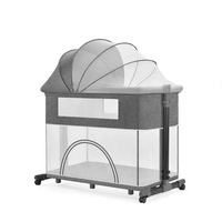 Lit de Bébé Portable en Métal Pliable et Attachable, Grand Lit Compact Style Européen, Berceau à Bascule pour Nourrisson, Table à Langer