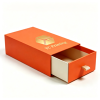 Boîte cadeau tiroir personnalisée avec logo, en carton rigide recyclable et pelliculage mat, pour sweats à capuche, t-shirts et vêtements