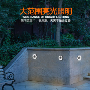 Solar Hexagon Garden Lights 120mm Waterproof LED In Ground <b>Pathway</b> Lawn Fence Staircase Deck Step <b>Lighting</b> - Product Image 4