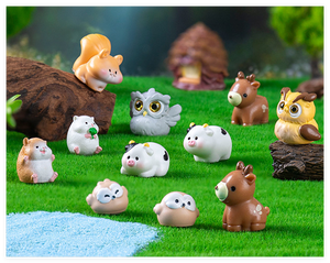 In miniatura 3D animale cartone animato modello di foresta fata decorazione in resina artigianale casa di cervi scoiattolo mucca criceto gufo figurine - Product Image 3