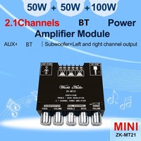 Carte amplificateur de subwoofer Bluetooth 5.0 ZK-MT21 TPA3116 2.1 canaux 50WX2 100W, carte amplificateur audio stéréo de puissance, amplificateur de basses AUX