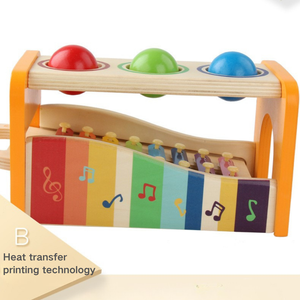 Jouet musical éducatif Montessori 2-en-1 écologique en bois : <span class=keywords><strong>Xylophone</strong></span> <span class=keywords><strong>à</strong></span> marteaux et <span class=keywords><strong>banc</strong></span> de percussion <span class=keywords><strong>à</strong></span> 8 notes pour tout-petits, pour le développement de la motricité fine - Product Image 4