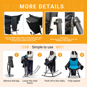 Heavy Duty 330lbs <strong>Rocking</strong> <strong>Camping</strong> <strong>Chair</strong> Padded Swing <strong>Chair</strong> Folding Outdoor Lounge <strong>Chair</strong> with 600D Oxford Fabric - Product Image 4