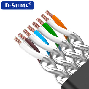 Câble réseau plat D-Sunty CAT8 en cuivre nu massif S/FTP 30AWG avec connecteur RJ45, cordon de raccordement LAN 1m/2m/3m/5m/8m, 4 paires, Ethernet ROHS - Product Image 4