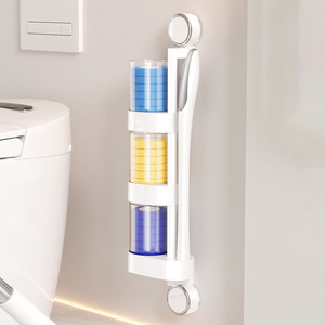 Toilet Brush Holder Wall Mounted With Suction Cup For Bathroom Cleaning Kit Disposable Brush Storage Organizer - Product Image 3