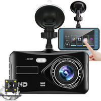 Vente en gros 4 pouces IPS écran tactile voiture boîte noire 1080P Full HD DVR caméra de bord à double objectif avec enregistrement en boucle pour les voitures