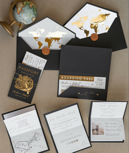 Cartes <span class=keywords><strong>d</strong></span>'invitation de <span class=keywords><strong>mariage</strong></span> modernes en forme de cœur, style passeport, avec papier doré, inspirées des cartes <span class=keywords><strong>d</strong></span>'<span class=keywords><strong>embarquement</strong></span> et des billets <span class=keywords><strong>d</strong></span>'avion, noires et pop-up - Product Image 3
