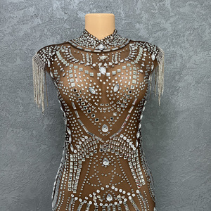 Robe <span class=keywords><strong>de</strong></span> soirée élégante pour <span class=keywords><strong>femme</strong></span>, en tissu extensible, ornée <span class=keywords><strong>de</strong></span> strass, translucide, sexy, <span class=keywords><strong>de</strong></span> haute qualité, collection <span class=keywords><strong>2022</strong></span> - Product Image 3