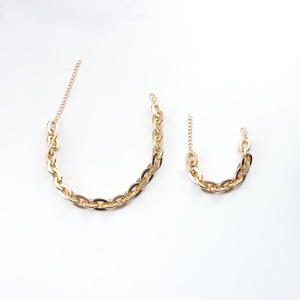 European American Minimalist Punk Metal Chain Necklace <b>Bracelet</b> <b>Set</b> Women's Everyday Wear Geometric Oval Design Yiwu City Origin - Product Image 5