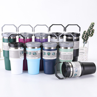 Vaso Térmico de Acero Inoxidable de Doble Pared con Aislamiento al Vacío de 30oz, con Pajita Abatible, Personalizado con Impresión OEM, para Coche