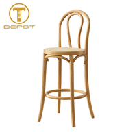 Tabouret de bar vintage en rotin et bois de hêtre massif, chaise haute de restaurant pour café, restaurant, maison, cuisine