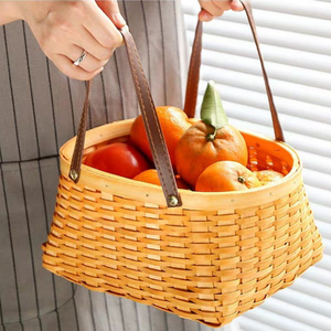 Cesto Portaoggetti in Legno Intrecciato a Mano di Alta Qualità, Vendita Calda per Casa, Picnic, Frutta, Fiori Freschi e Verdure - Product Image 2